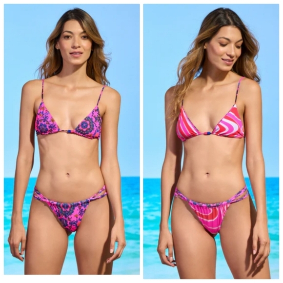 New Maaji Kaleidoscope Zen Sliding Triangle Top/Hope Split Bottom Reversible Set - Picture 1 of 13